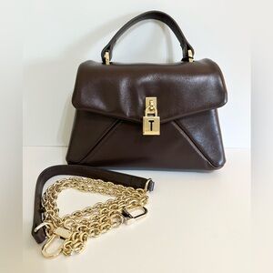Ted Baker Rich Brown Crossbody Top Handle Bag w/Gold Hardware.